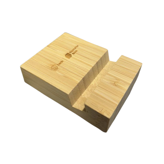 Dual Logo Bamboo Phone Stand